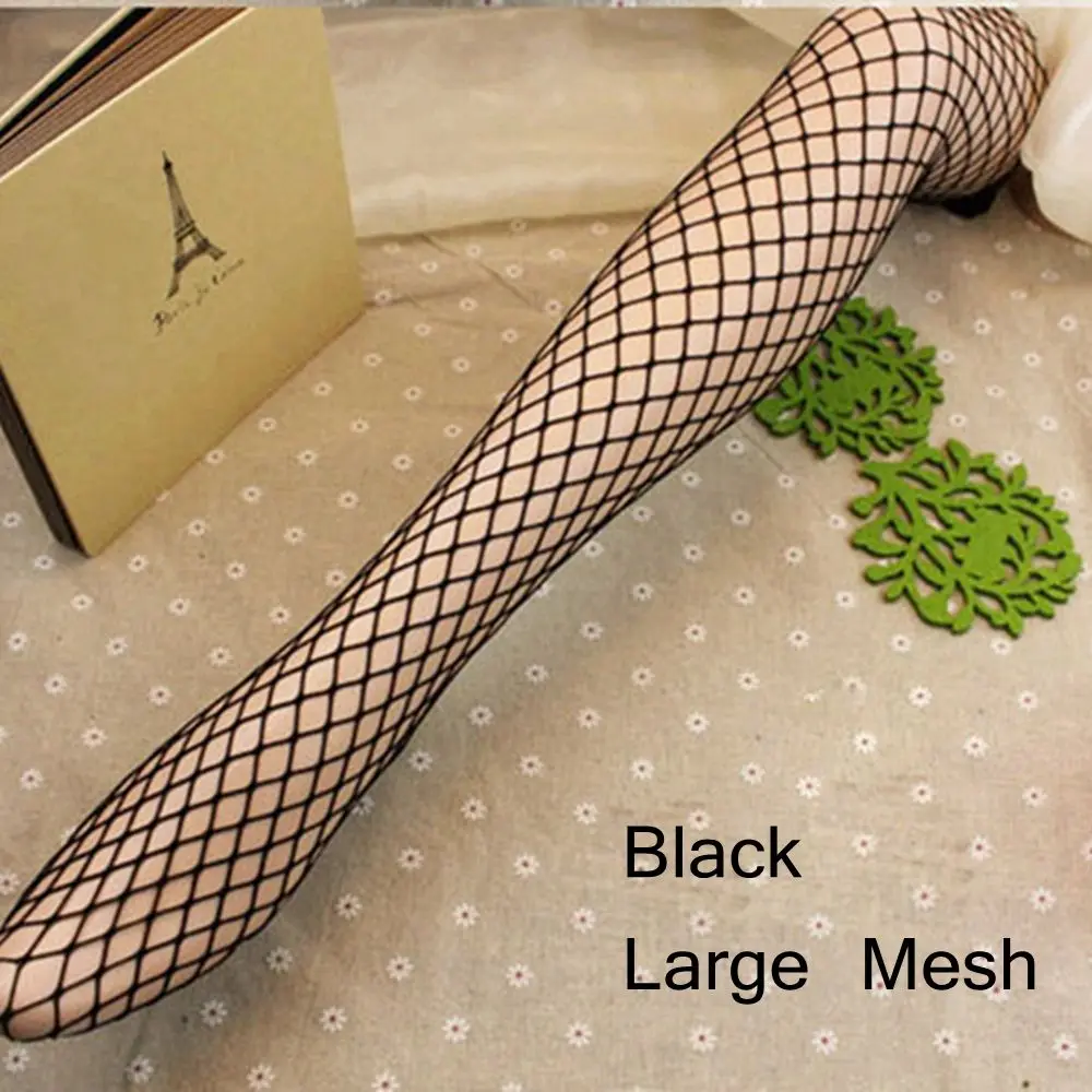 Black Large Mesh 1 пара, сексуальные женские кружевные сетчатые чулки выше колена, Длинные чулочно-носочные изделия в сеточку, чулки - Цвет: Black Large Mesh
