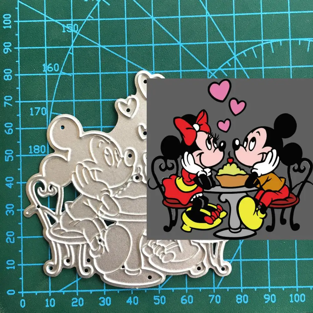 1 шт. love Minnie Mickey cutting die+ 1 шт. трафарет carft Tag для бумага для скапбукинга DIY декоративная открытка Ремесло штамп для теснения с вырезами
