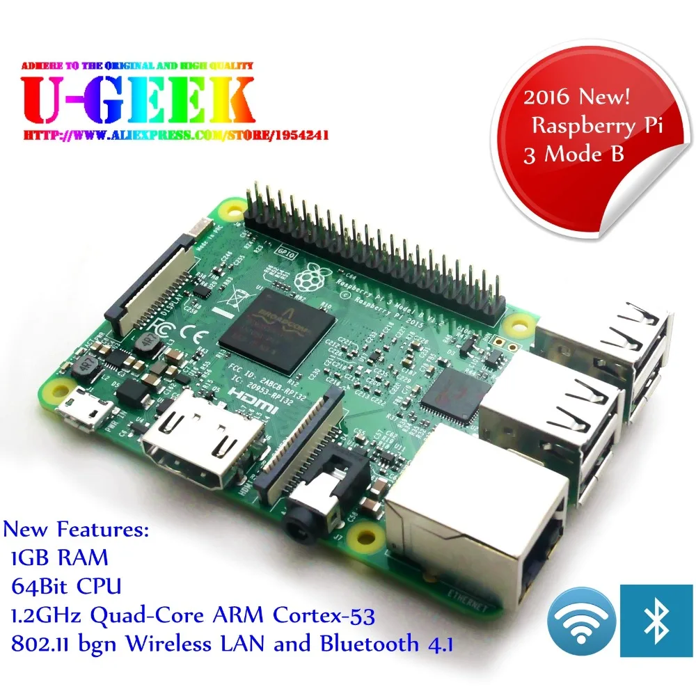 Процессор Element14 1 ГБ ОЗУ 4 ядра 2 ГГц 64 бит с Wi Fi и Bluetooth Raspberry Pi 3B BCM2837|core 1|pi 3pi model b |