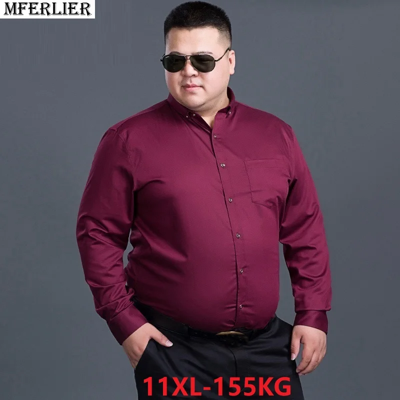 Зимняя мужская формальная рубашка с длинным рукавом 7XL 8XL 9XL 10XL большой размер 11XL