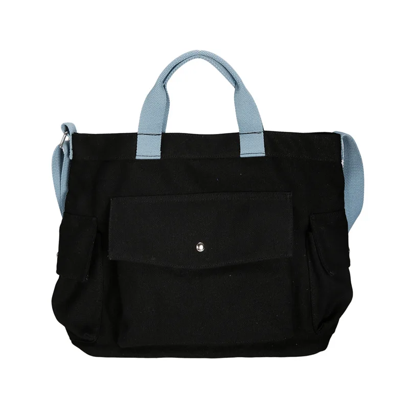 Черный Monsisy Canvas Tote Women Beach Bag Shopping Handbag Big Capacity Pocket Student Girl School Book Travel Shoulder/Messenger Bags - Цвет: Черный