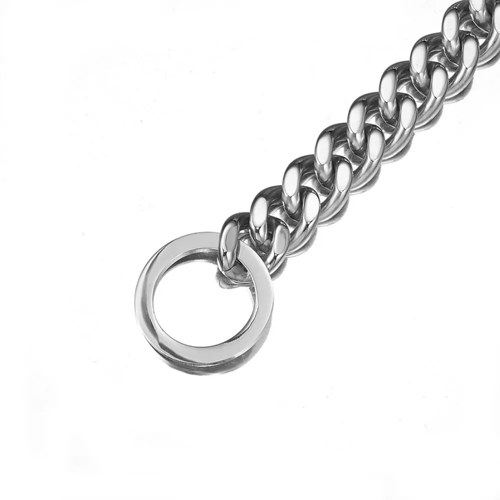 

12/15mm Heavy Silver Color Safety Pet Supplies Necklace Choker 316L Stainless Steel Cuban Curb Link Chain Dog Collar 12-36" Cool