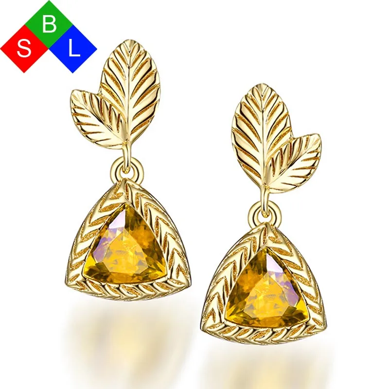 Женские серебряные сережки BSL ювелирное изделие из натурального цитрина