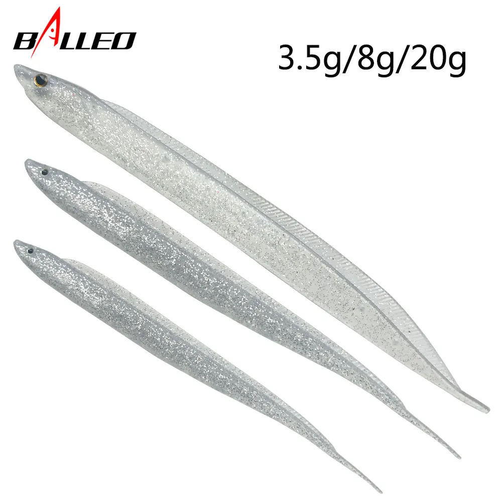 Balleo 2pcs/Fishing Lure 14cm/19cm/28cm Big Hairtail Soft Swim Eel Soft Bait Fishing Tackle