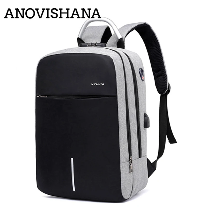 ANOVISHANA новый мужской многофункциональный рюкзак для ноутбука с USB зарядкой 15 6
