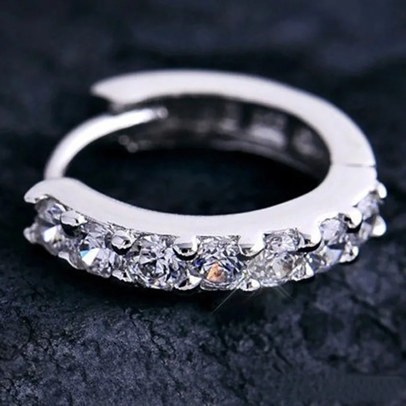 1 Pair Fashion Women Paved Crystal Zircon Round Hoop Earrings Simple Fine Jewelry Gifts HSJ88 | Украшения и аксессуары
