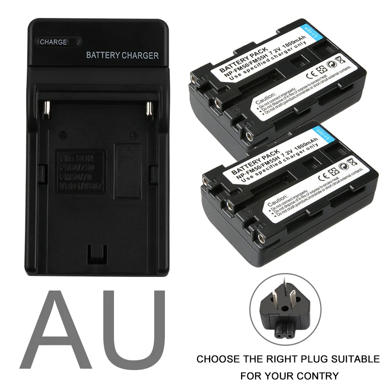 charger and 2battery Ruigpro NP-FM50 NP FM50 FM55H батарейный блок для sony NP-FM51 NP-FM30 NP-FM55H DCR-PC101 A100 серии DSLR-A100 - Цвет: charger and 2battery