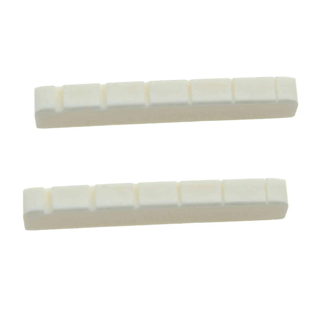 

New 2 Pcs 6 String Electric Bone Nut Cattle Bone Slotted Replacement (43 X 6mm ,Unbleached)