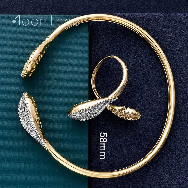 MoonTree Роскошные капли воды втулка AAA Micro кубический цирконий 2 тона свадебный