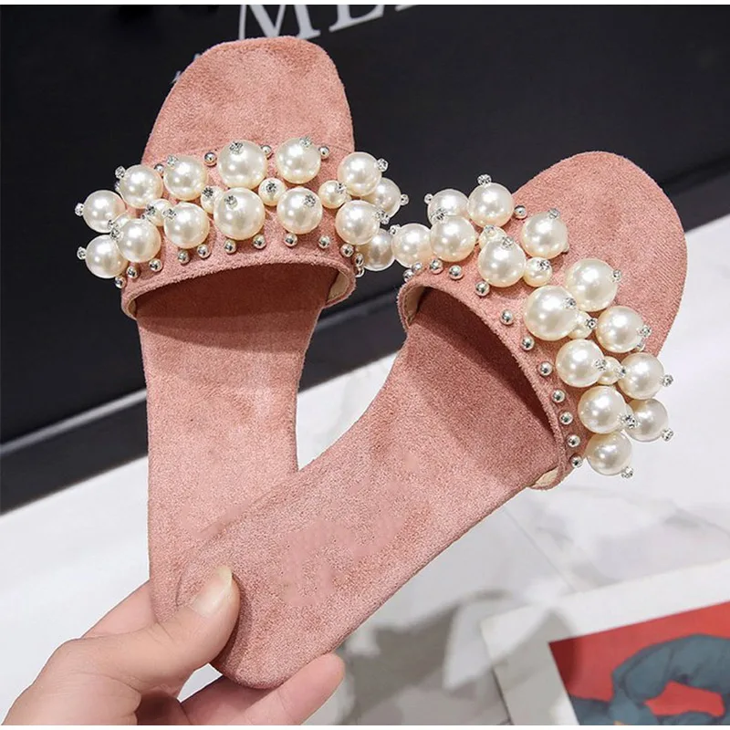 TANGNEST/Вьетнамки с жемчугом женская пляжная обувь женские шлепанцы на плоской