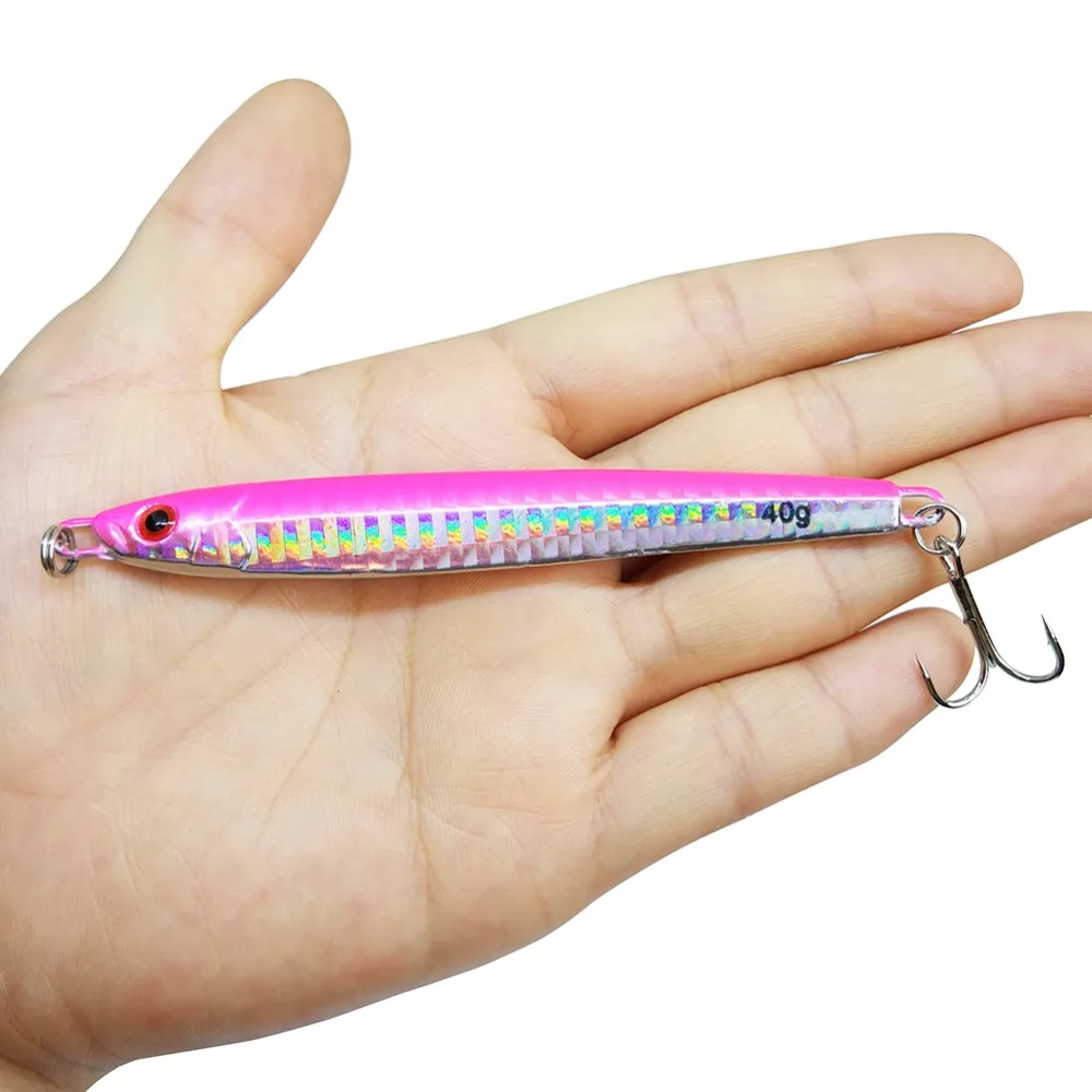 5-pieces Metal Jig 40g Hard Baits Jigging Spoon with Treble Hook Saltwater Fishing Lure Casting Trolling Jigs | Спорт и развлечения