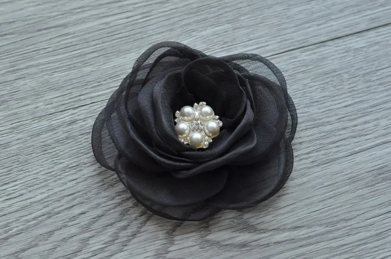 30pcs/lot 4.3&quot 6colors Newborn Gauze Layered Flower+Rhinestone For Baby Girls Hair Accessories Rose Fabric Flowers Headbands | Мать и