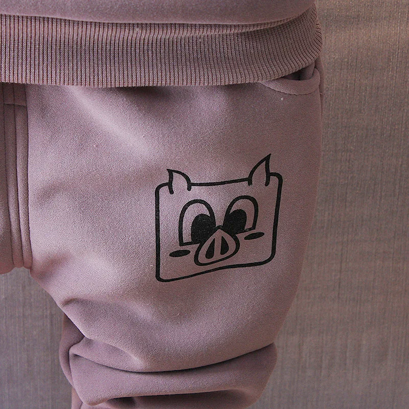 Модный теплый уличный костюм для мальчиков и девочек детская одежда с мультяшным