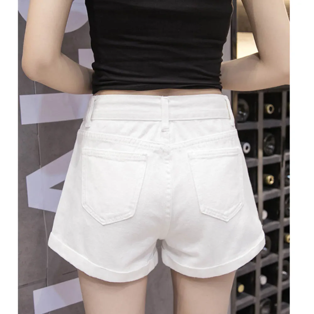 Женские джинсовые шорты в уличном стиле винтажные джинсы с высокой талией и