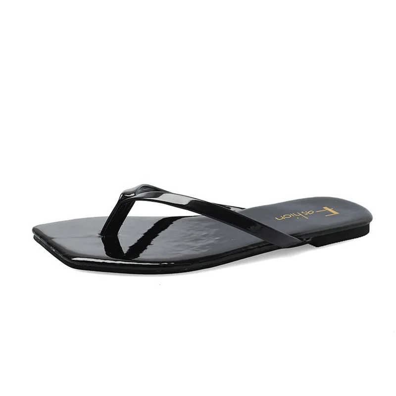 Women Flip Flops Summer Square Head Slippers Wild Flat Outside Casual Sandals Toe Platform Holiday Beach Shoes | Обувь