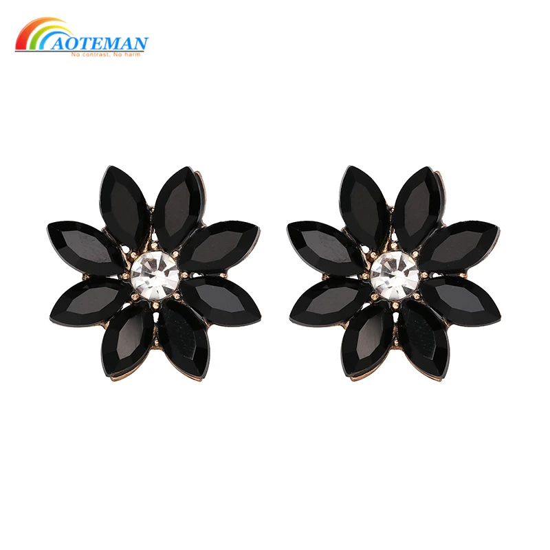 Серьги гвоздики AOTEMAN в виде цветка с кристаллами 13 цветов 2019|crystal flower stud earrings|flower