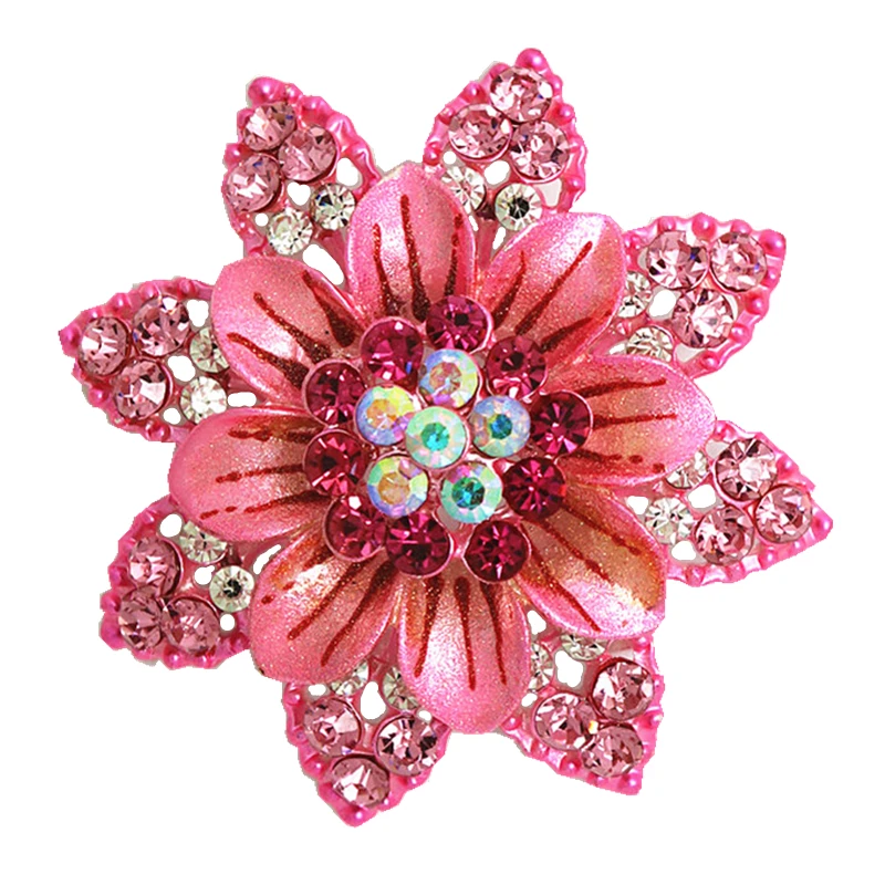 Эмалированные броши с кристаллами высокого качества|crystal brooch|flower broochpink flower brooch |