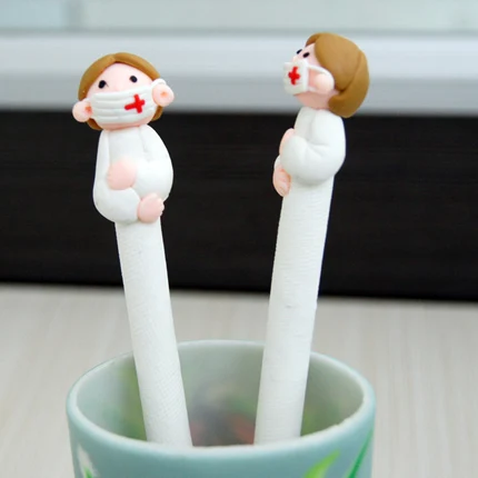 1PC polymer clay doctor nurse character ballpoint pen promotional hospital gift pen creative novelty pen