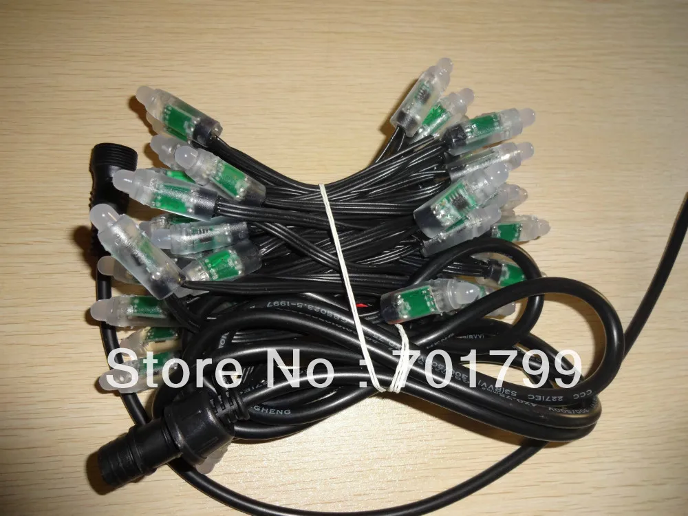 50 шт. DC5V вход IP68 12 мм TLS3001 светодиодный пиксельный свет все черные провода входной