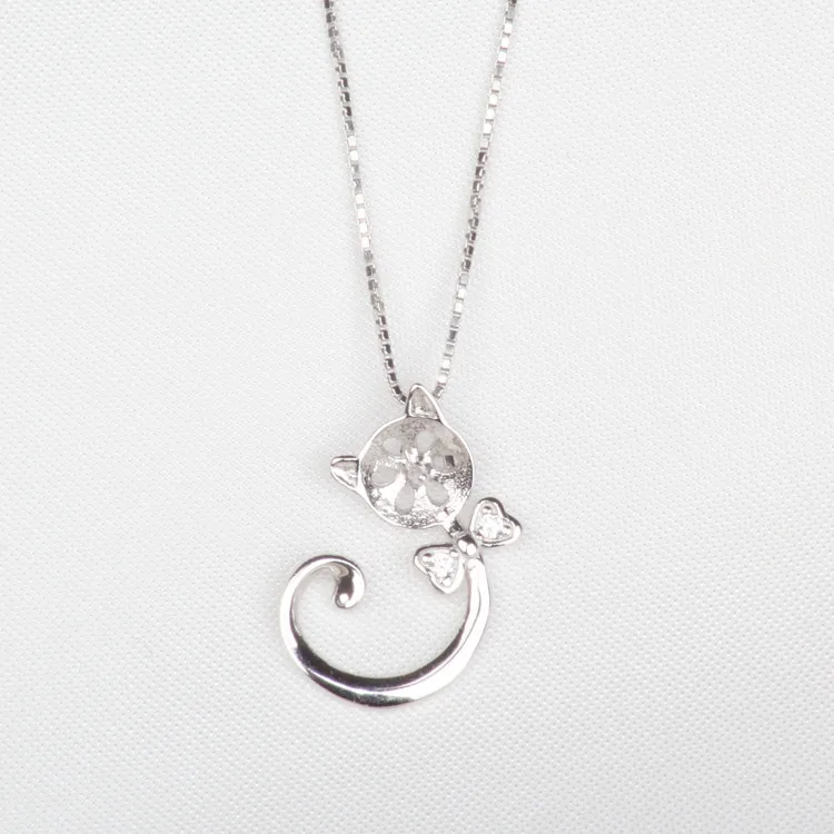 S925 серебро Прекрасный персидская кошка кулон фитинги Для женщин DIY жемчуг