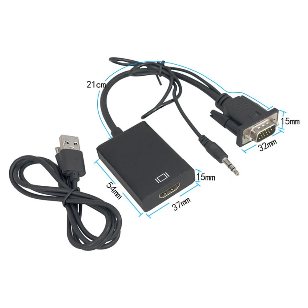 Высокое разрешение 1080 HD VGA папа к HDMI Женский адаптер кабель конвертер с аудио