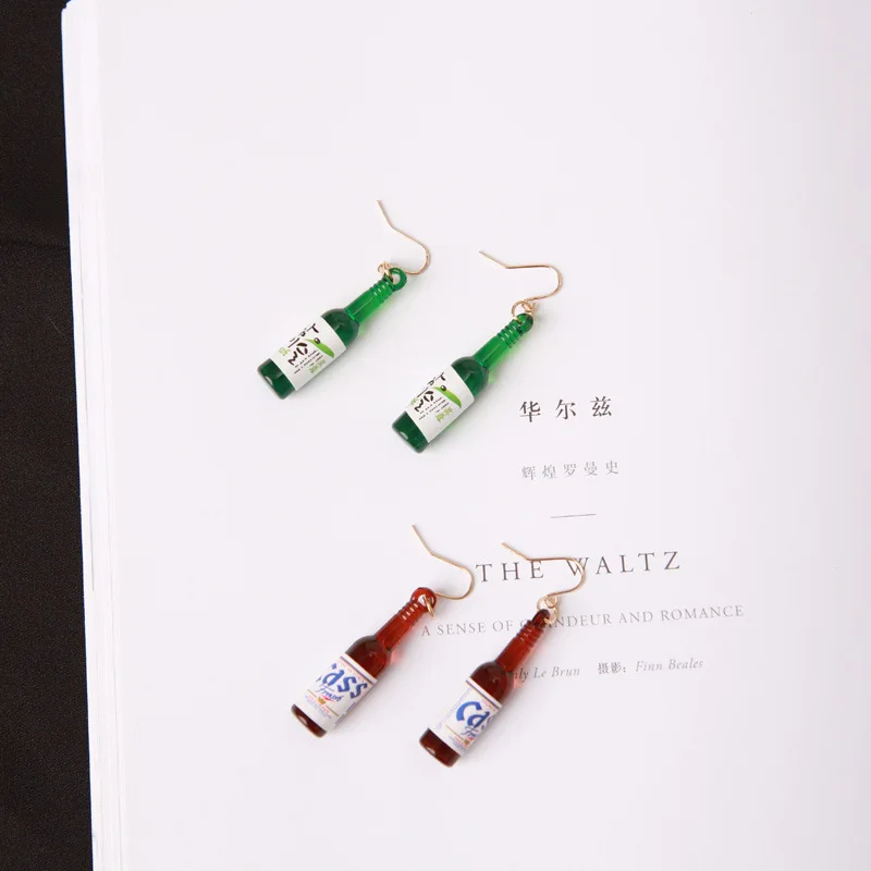 Корейские стеклянные серьги в виде бутылок для женщин 5 цветов индивидуальное
