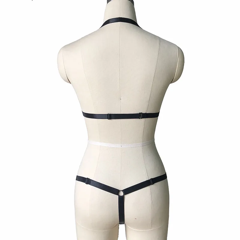 Черный кружевной набор ремней для тела сексуальное женское эластичное