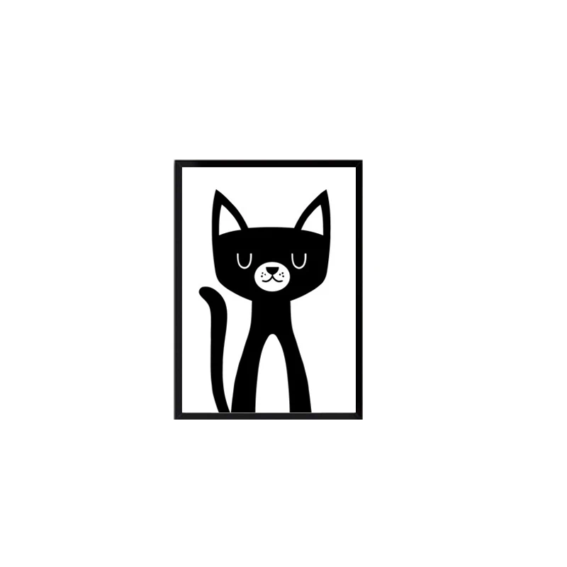 Nordic Cartoon Black And White Animals Elephant Bear Canvas Painting Penguin Cat Posters Prints Wall Pictures Kids Room Decor | Дом и сад