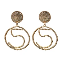 charmcci round circle golden silver color drop earrings for women personality letter 5 simple dangle earring wholesale