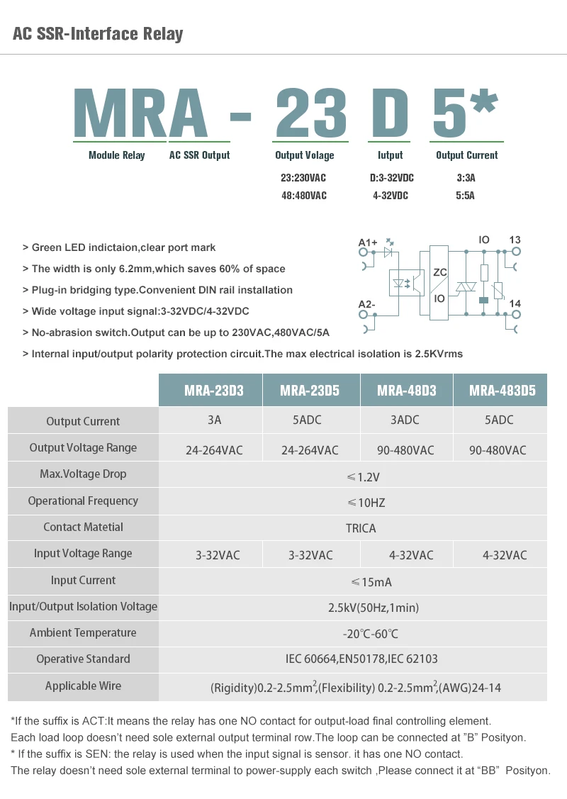 1 шт./лот MRA-23D2 клеммные блоки на din-рейку, релейный модуль, вход 2A: 3 в 5 в 12 В 24 В DC AC SSR твердотельные реле MRA-23D2