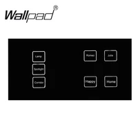 new arrival 7 gangs 2 way 17286mm black crystal glass led backlight double control touch light wall switches free shipping