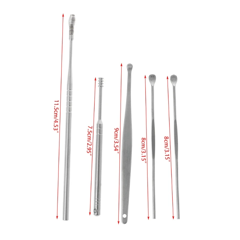 

5Pcs/Set Ear Cleaning Tool Set Ear Pick Ear Stainless Steel Double Head Spiral With Box New