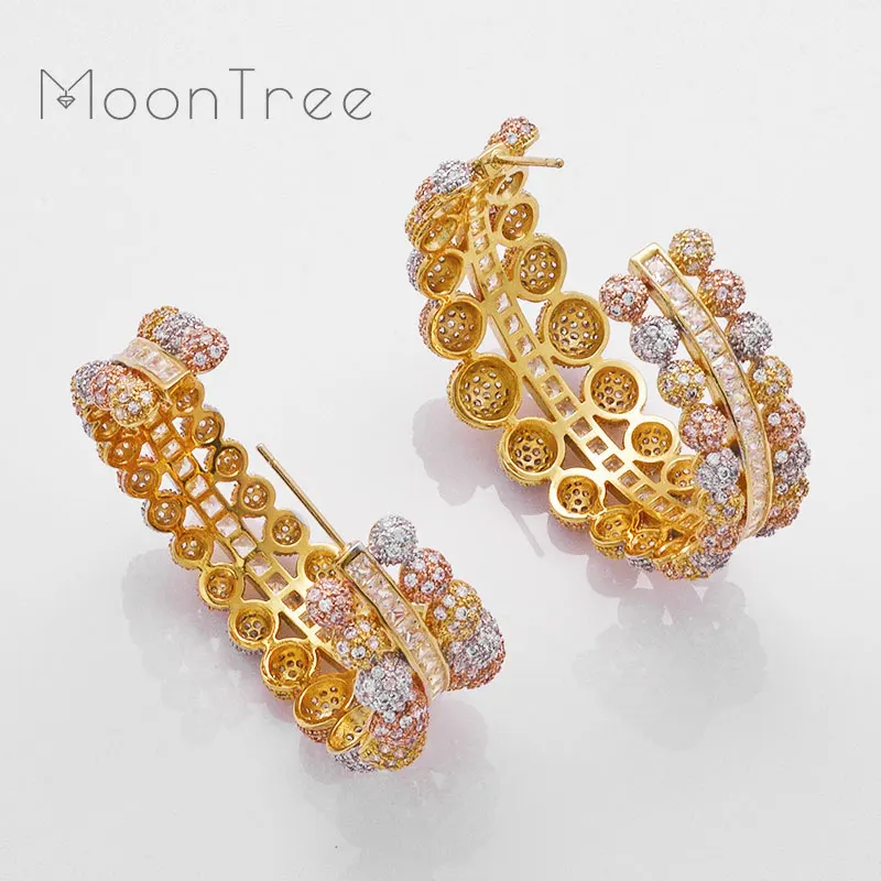 Роскошные шариковые серьги MoonTree 48 мм большие полностью покрытые мелким