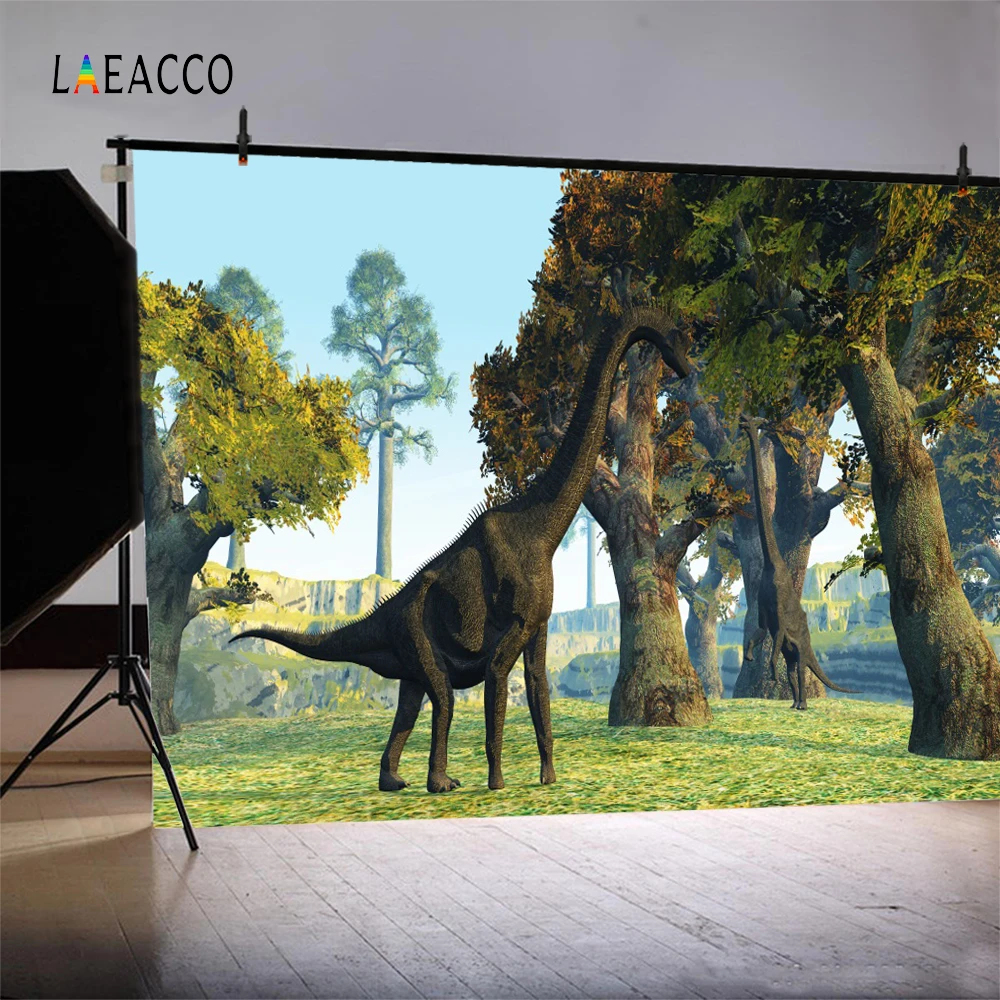 Laeacco Park Jurassic Dinosaur Forest Baby Party Photography Backgrounds Customized Photographic Backdrops For Photo Studio | Электроника