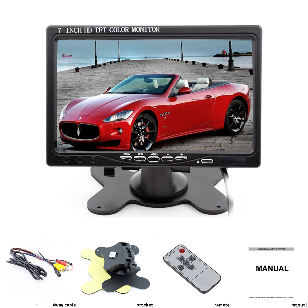 Автомобильный ЖК монитор Podofo 7 дюймов экран заднего вида HDMI VGA AV 2 видео входа