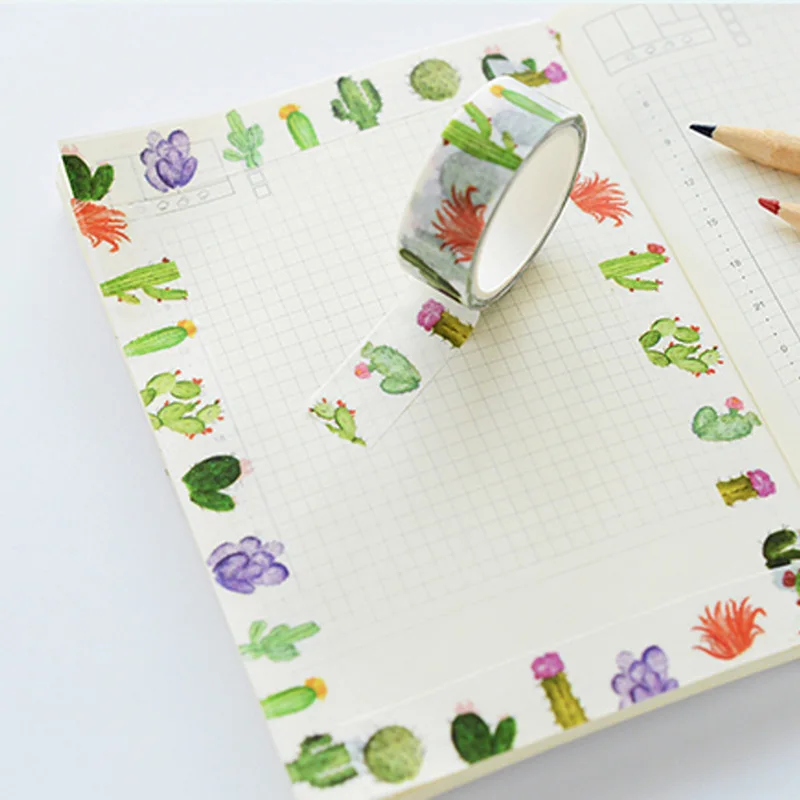 32 pcs/Lot Cute potting plant paper washi tapes Cactus Leaves masking tape stickers for diary letter album Stationery A6017