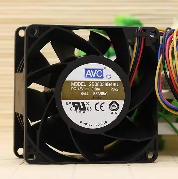 Original AVC 2B08038B48U 8038 DC 48V 0.58A 8cm 4-line PWM dual ball cooling fan | Компьютеры и офис