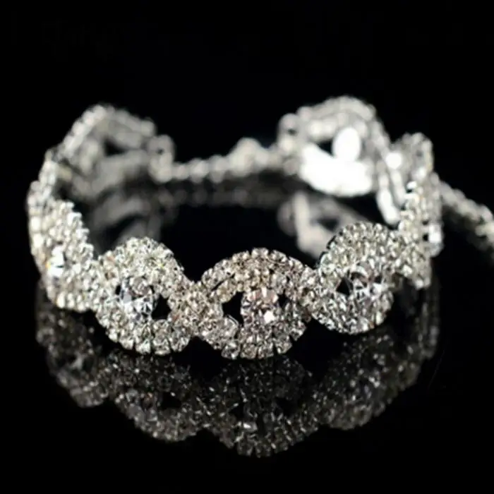 Модные вечерние Стразы для свадьбы Bling Для женщин браслет с геометрическим рисунком