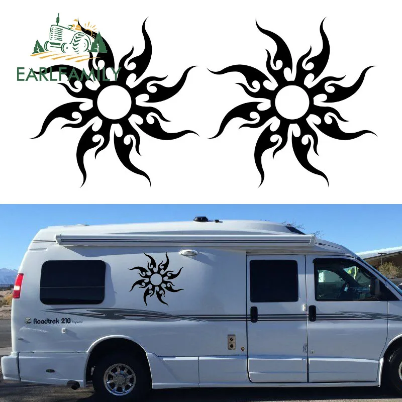 

EARLFAMILY Племенной Сделай Сам наклейки на машину туристического автофургона RV грузовик с прицепом дом на колесах винил Графика комплект винил...
