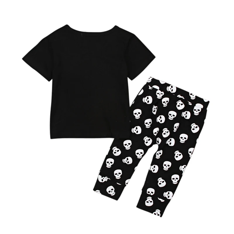 2018 Casual Christmas Girl Boys New Year's Costume Baby Clothing Newborn Overall Sport Set Skull Printed Pants Toddler Suit | Детская