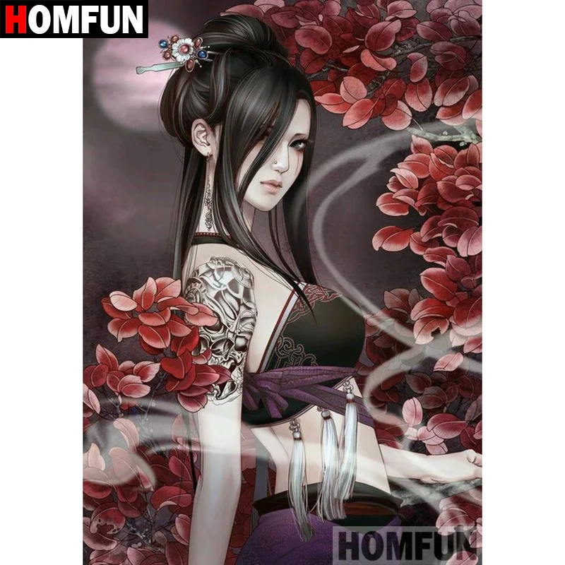 Алмазная 5D Вышивка HOMFUN сделай сам мультяшная девушка вышивка крестиком стразы