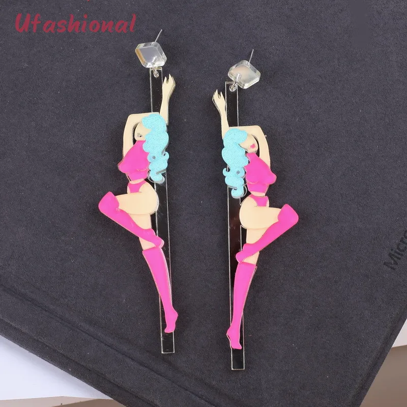 Wholesale Dancing Girl Pendientes Brincos Drop Earrings For Women Indian Jewelry Acrylic Dangle Earring Feminino Brinco | Украшения и