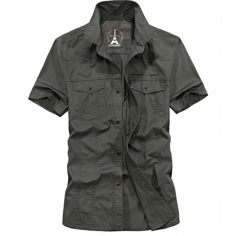 

Fashion Short Shirt Men's Casual Shirts Loose Cotton Short Sleeve Shirt Man Tops Men Clothing Semi Sleeve Shirt ZHAN DI JI PU