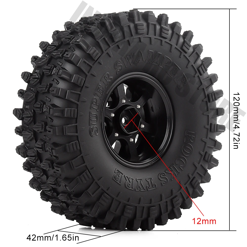 1 9 дюймовые резиновые шины и металлический обод колеса 4 шт./компл. для 1:10 RC Rock Crawler