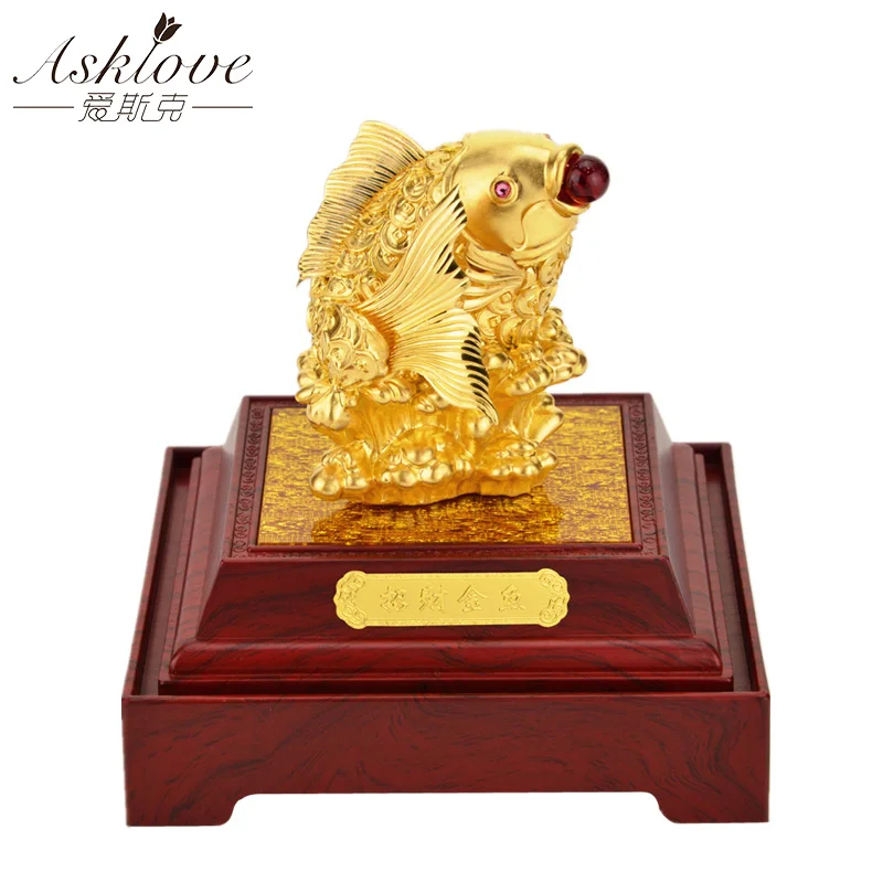 Asklove Fengshui Декор счастливое золото рыбные украшения Золотая фольга фигурка бонсай