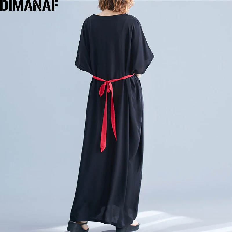 DIMANAF, женское платье большого размера, винтажное, летнее, элегантное, сарафан, большой размер, для женщин, Vestidos, свободное, v-образный вырез, макси, длинное платье, 5XL, 6XL