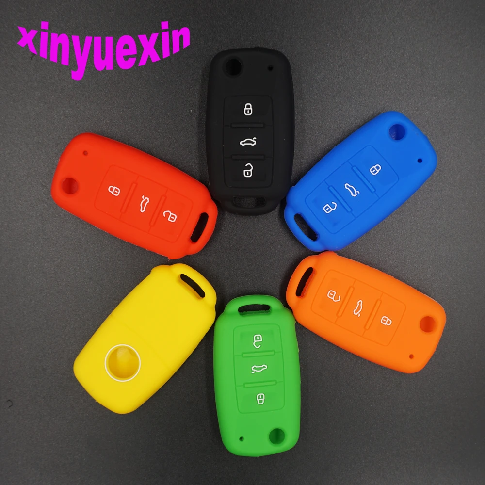 Силиконовый чехол Xinyuexin для ключа от автомобиля VW POLO Bora Beetle Tiguan Passat B5 B6 Golf 4 MK5 6 Jetta
