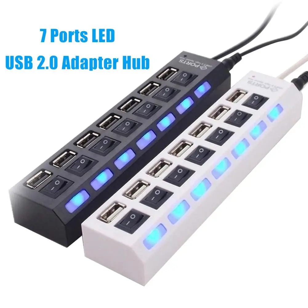 Новое поступление светильник светодиодный индикатор 7 портов USB 2 0 адаптер