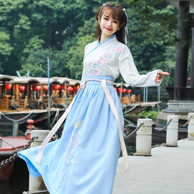 Улучшенное платье Hanfu летнее студенческое в китайском стиле сказочный