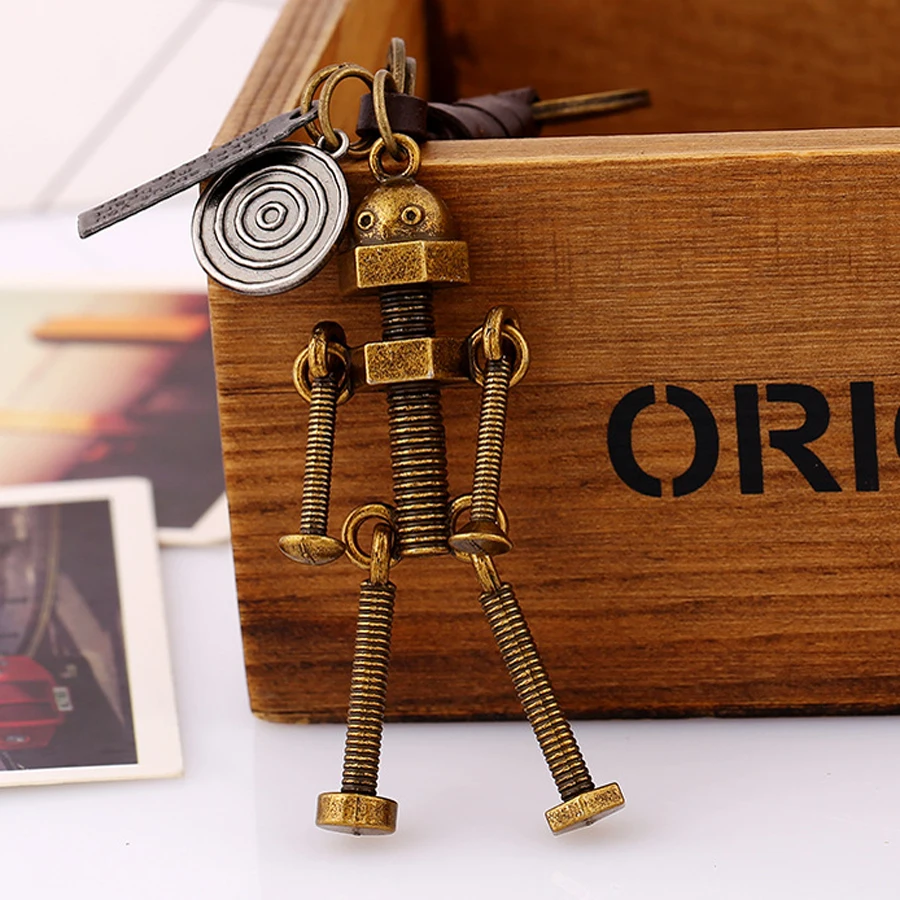 Регулируемый винт робот-брелок из натуральной кожи автомобильный брелок кольцо